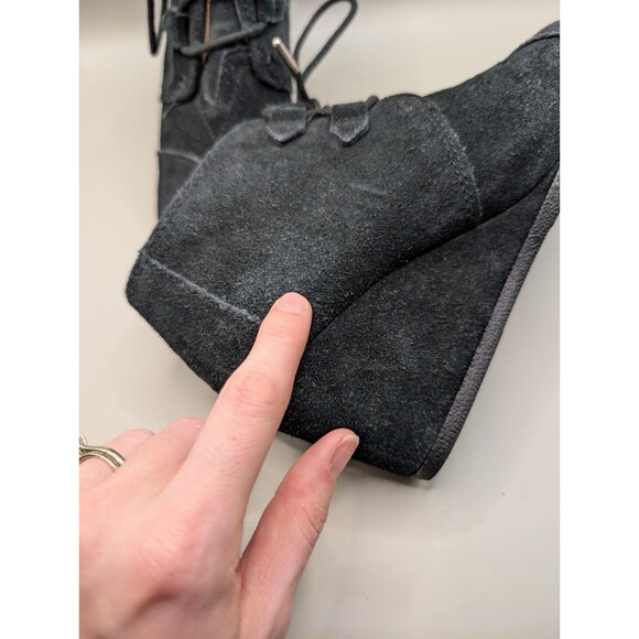 Toms Boots Womens Casual Desert Wedge Ankle Bootie Black Suede Lace Up Size 6 - Picture 5 of 12